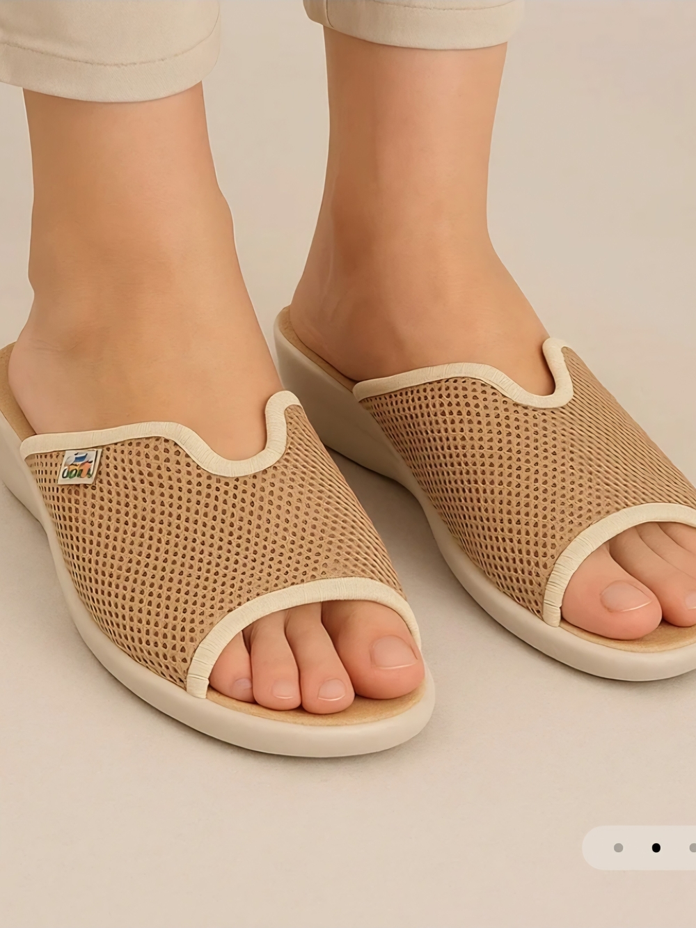 Comfort Mesh Slide Sandals in Beige for Women